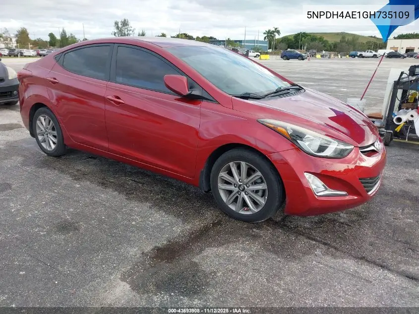 5NPDH4AE1GH735109 2016 Hyundai Elantra Se