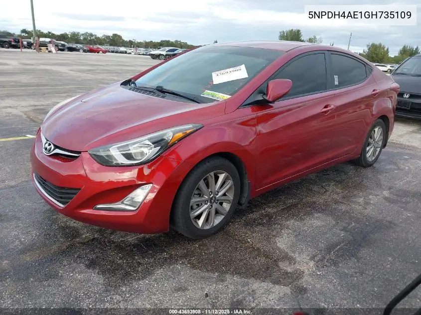 5NPDH4AE1GH735109 2016 Hyundai Elantra Se