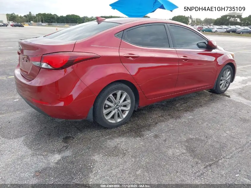 5NPDH4AE1GH735109 2016 Hyundai Elantra Se