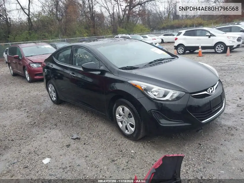 5NPDH4AE8GH796568 2016 Hyundai Elantra Se
