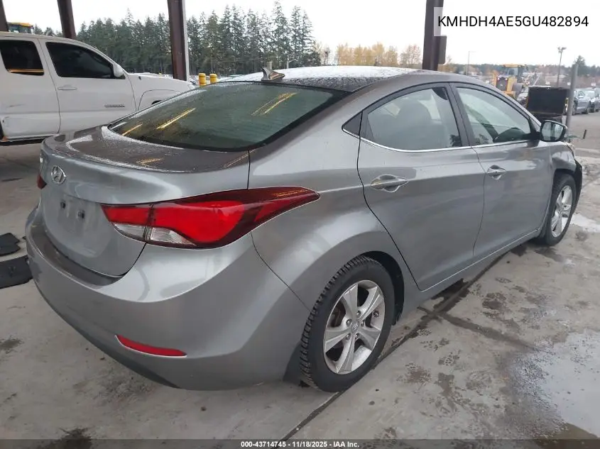 KMHDH4AE5GU482894 2016 Hyundai Elantra Value Edition