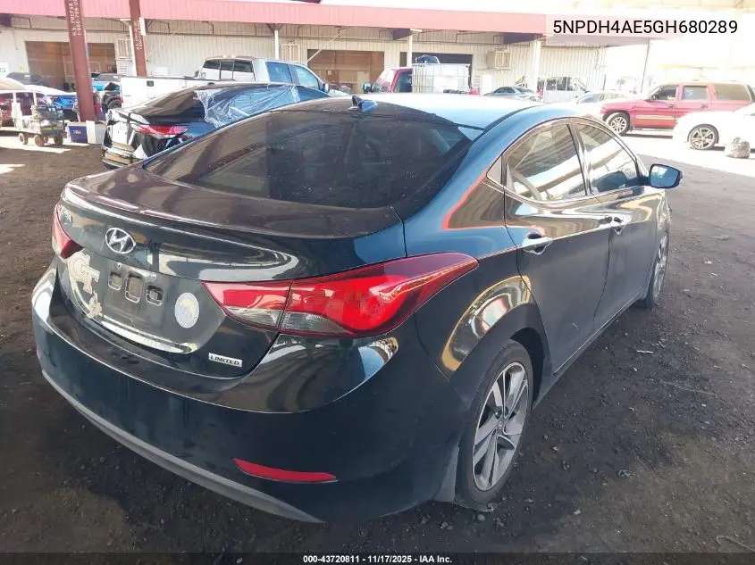 5NPDH4AE5GH680289 2016 Hyundai Elantra Limited