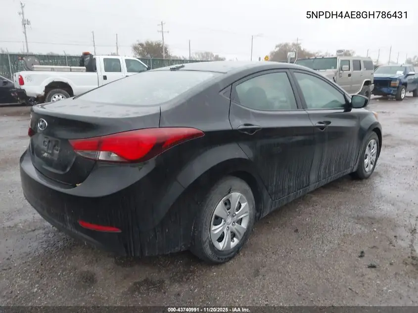 5NPDH4AE8GH786431 2016 Hyundai Elantra Se