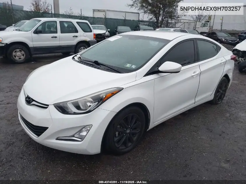5NPDH4AEXGH703257 2016 Hyundai Elantra Se