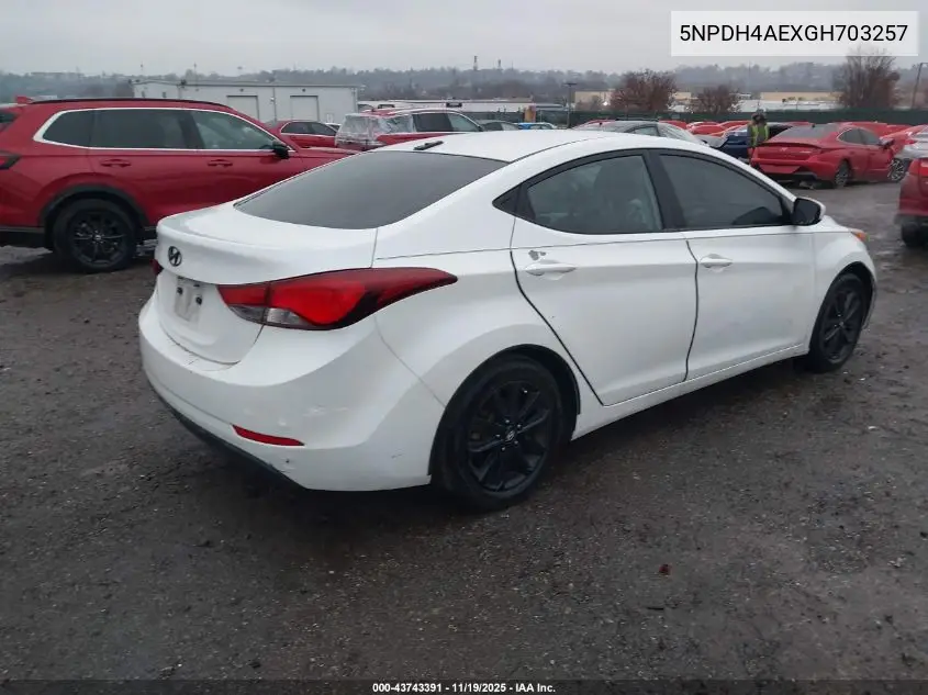 5NPDH4AEXGH703257 2016 Hyundai Elantra Se