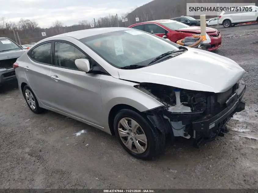 5NPDH4AE9GH751705 2016 Hyundai Elantra Se