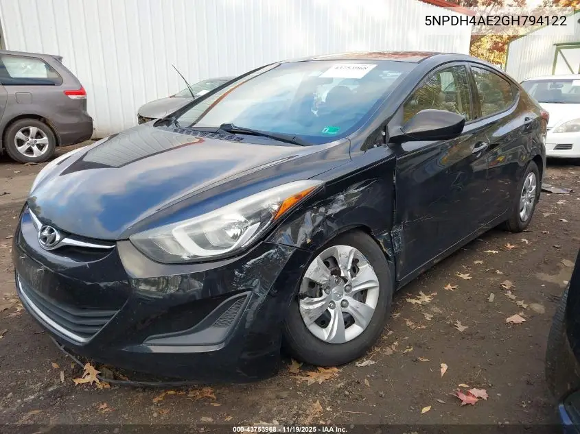 5NPDH4AE2GH794122 2016 Hyundai Elantra Se