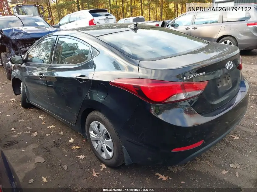 5NPDH4AE2GH794122 2016 Hyundai Elantra Se