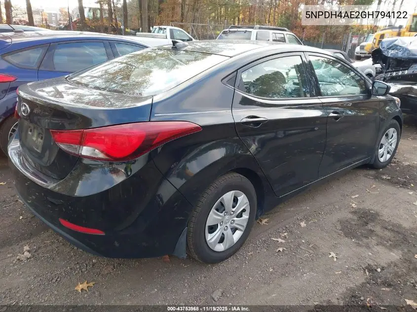5NPDH4AE2GH794122 2016 Hyundai Elantra Se