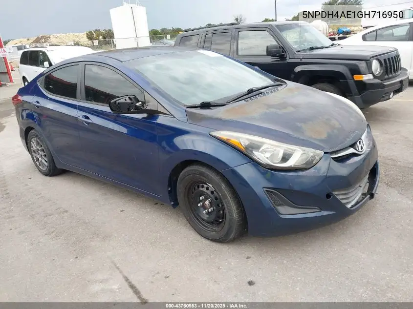 5NPDH4AE1GH716950 2016 Hyundai Elantra Se