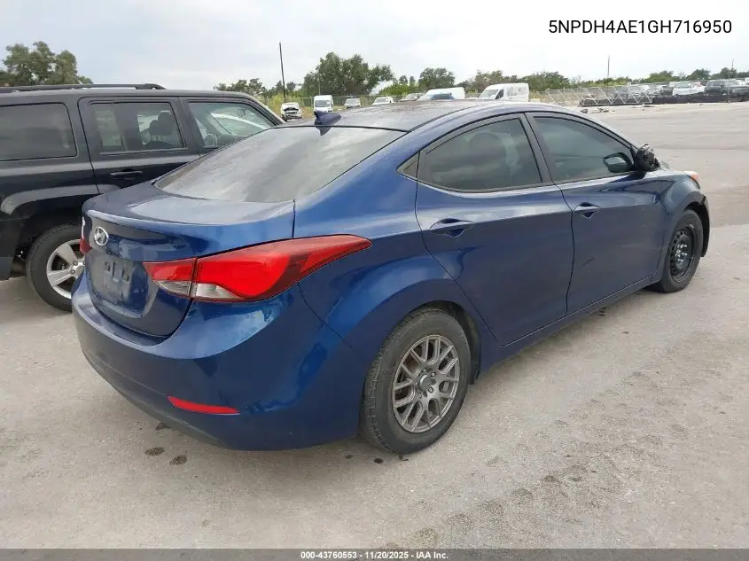 5NPDH4AE1GH716950 2016 Hyundai Elantra Se
