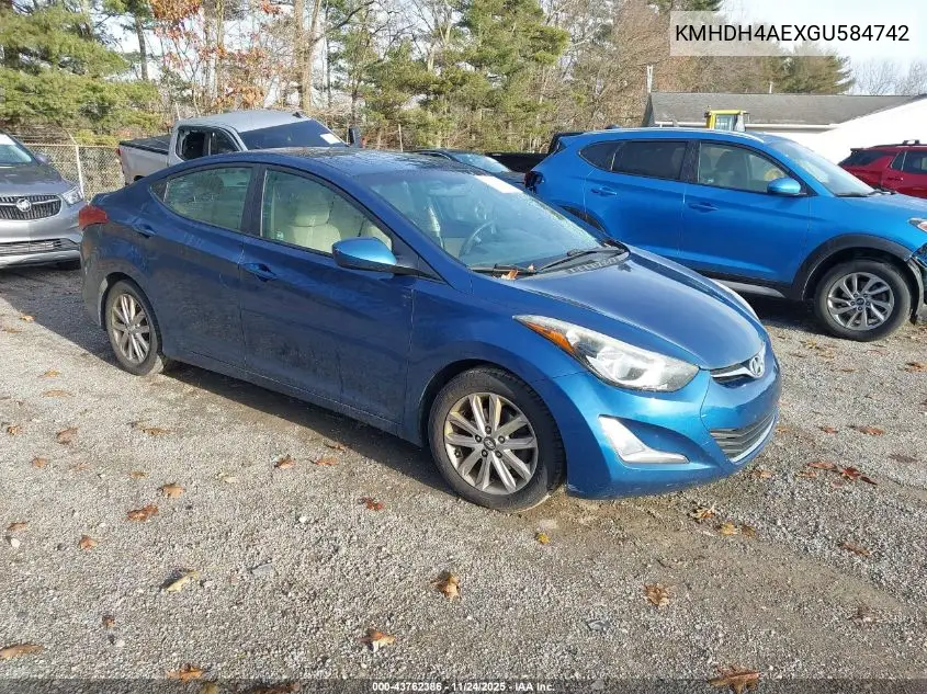 KMHDH4AEXGU584742 2016 Hyundai Elantra Se