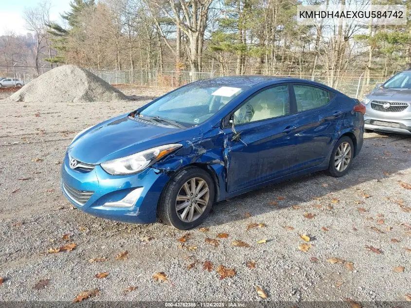 KMHDH4AEXGU584742 2016 Hyundai Elantra Se