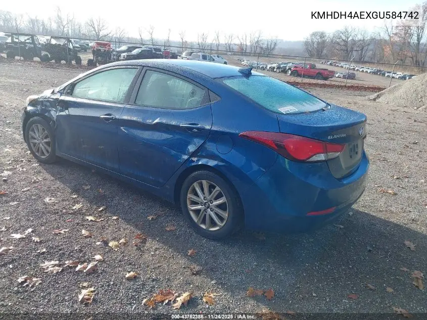 KMHDH4AEXGU584742 2016 Hyundai Elantra Se