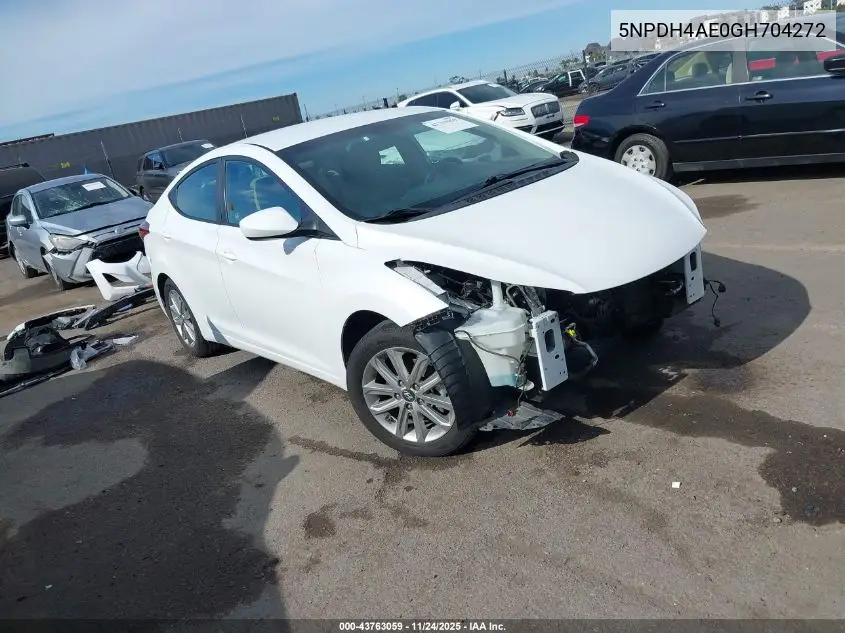 5NPDH4AE0GH704272 2016 Hyundai Elantra Se
