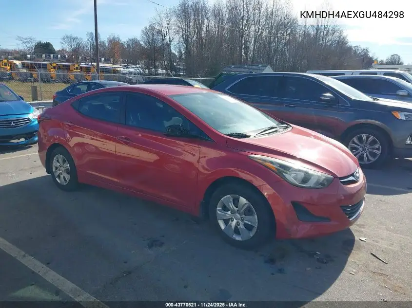 KMHDH4AEXGU484298 2016 Hyundai Elantra Se