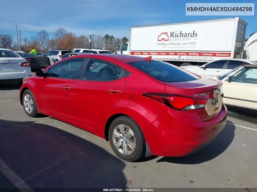 KMHDH4AEXGU484298 2016 Hyundai Elantra Se
