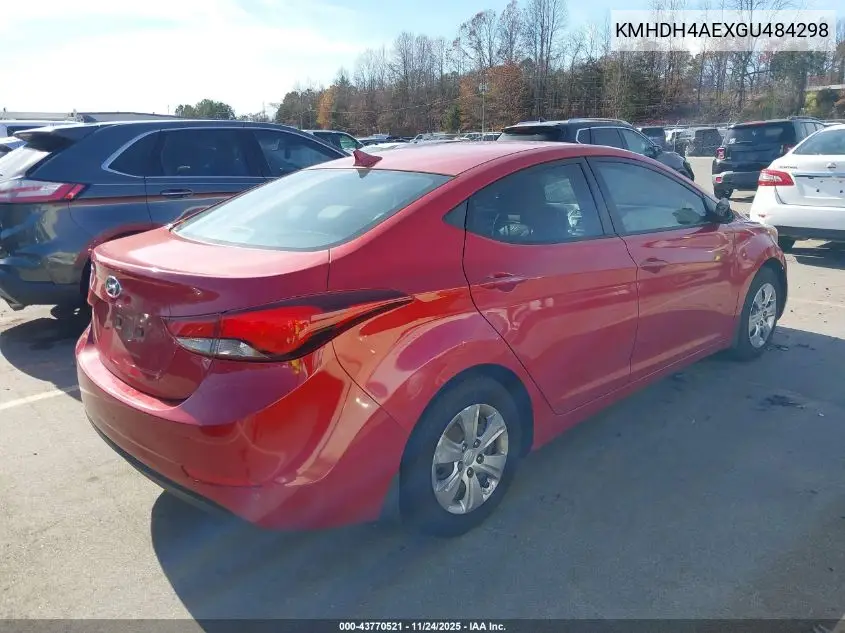 KMHDH4AEXGU484298 2016 Hyundai Elantra Se