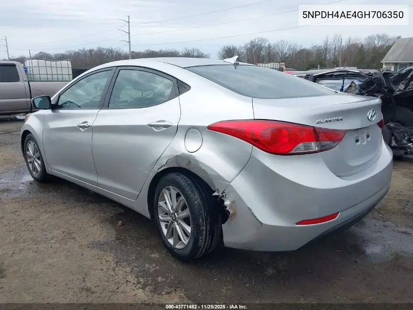5NPDH4AE4GH706350 2016 Hyundai Elantra Se