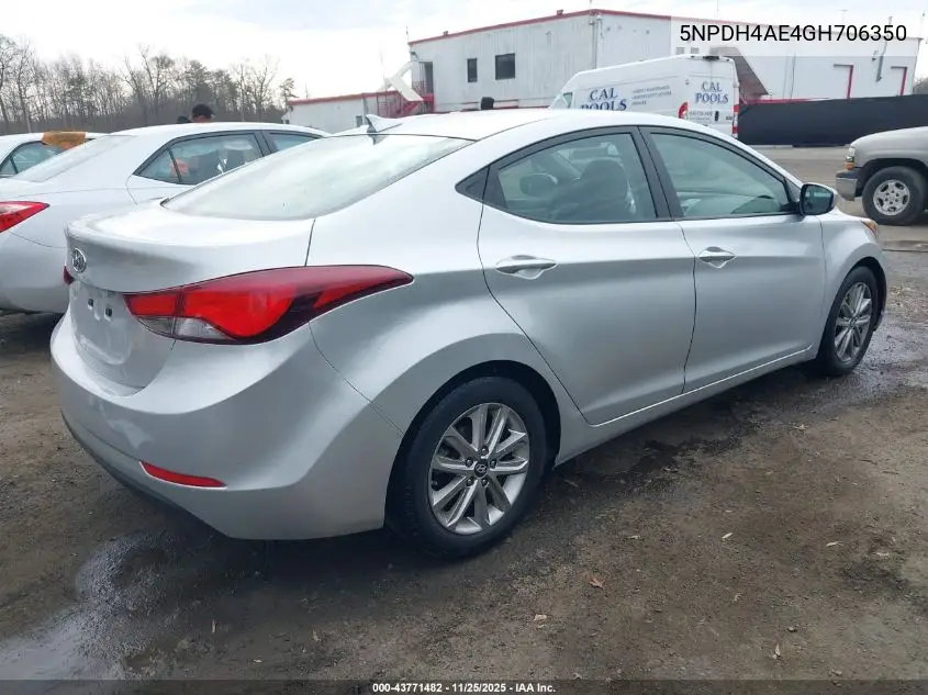5NPDH4AE4GH706350 2016 Hyundai Elantra Se