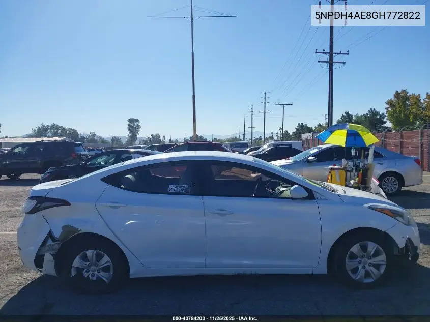 5NPDH4AE8GH772822 2016 Hyundai Elantra Se