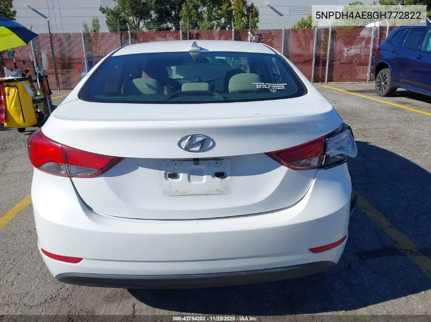 5NPDH4AE8GH772822 2016 Hyundai Elantra Se
