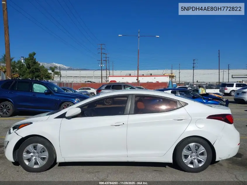 5NPDH4AE8GH772822 2016 Hyundai Elantra Se