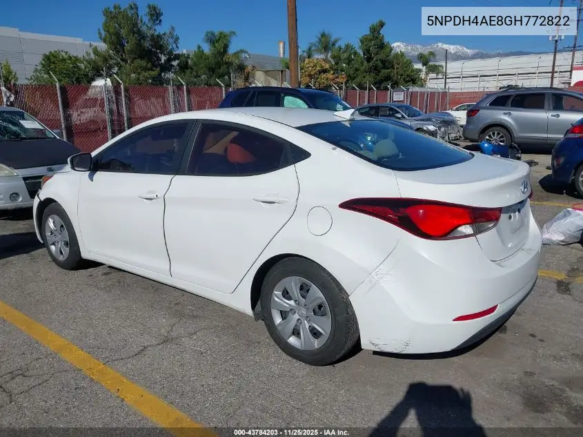 5NPDH4AE8GH772822 2016 Hyundai Elantra Se