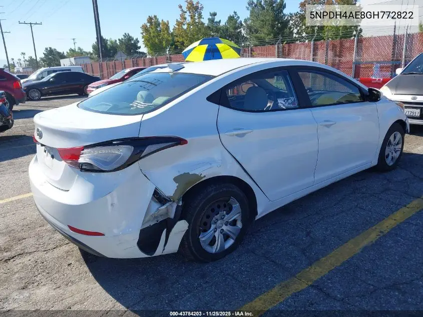 5NPDH4AE8GH772822 2016 Hyundai Elantra Se