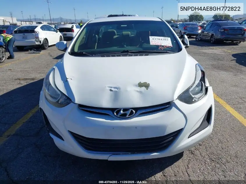 5NPDH4AE8GH772822 2016 Hyundai Elantra Se