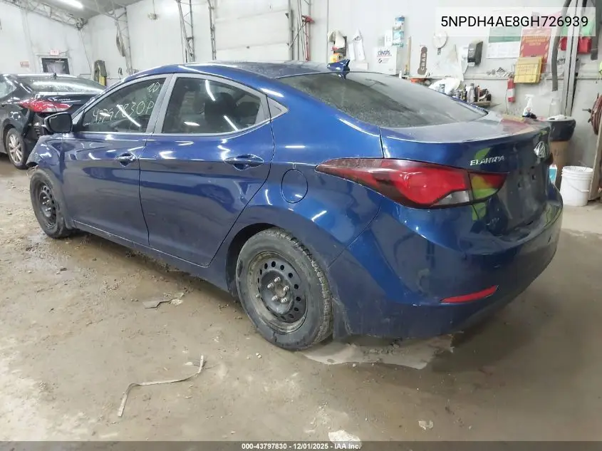 5NPDH4AE8GH726939 2016 Hyundai Elantra Se