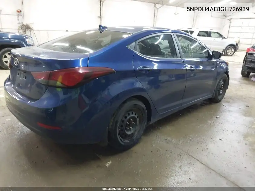 5NPDH4AE8GH726939 2016 Hyundai Elantra Se