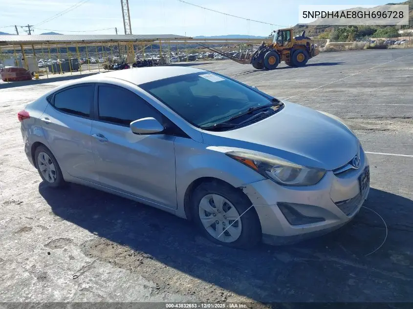 5NPDH4AE8GH696728 2016 Hyundai Elantra Se