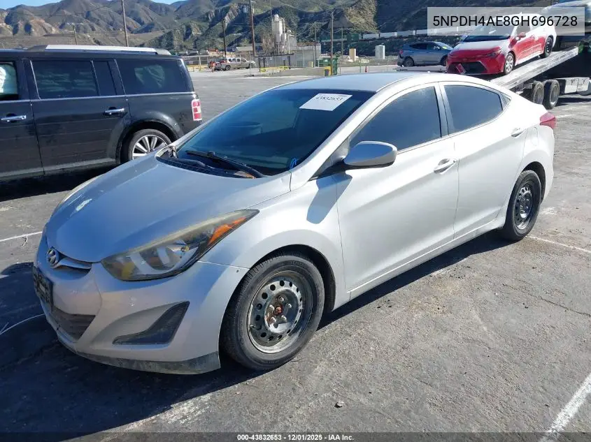 5NPDH4AE8GH696728 2016 Hyundai Elantra Se