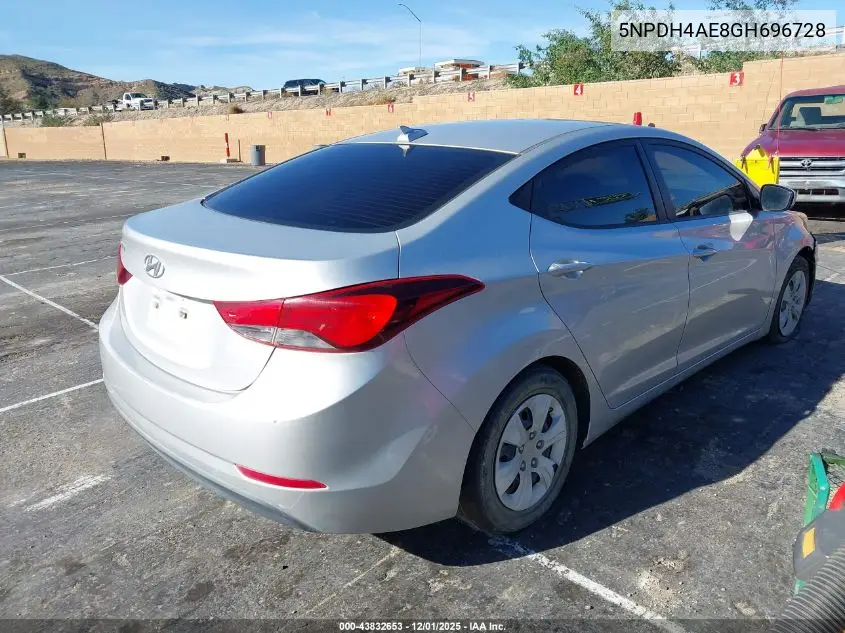5NPDH4AE8GH696728 2016 Hyundai Elantra Se