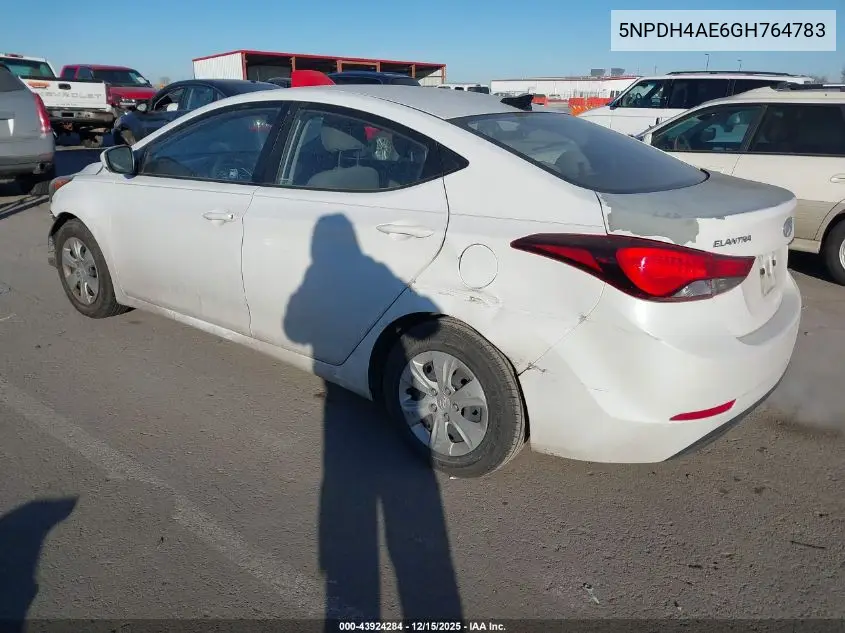 5NPDH4AE6GH764783 2016 Hyundai Elantra Se