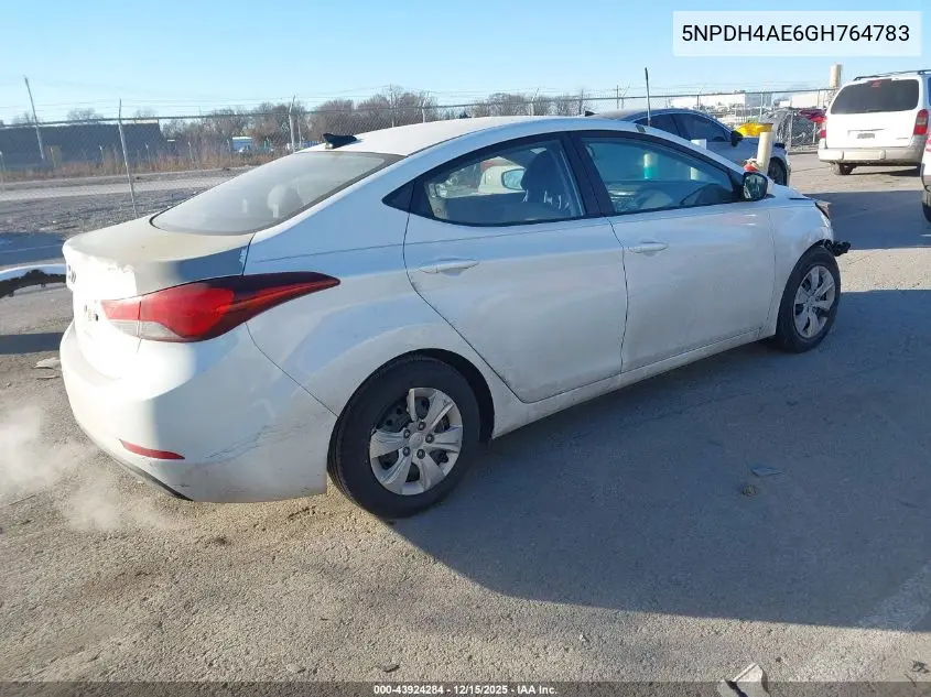 5NPDH4AE6GH764783 2016 Hyundai Elantra Se