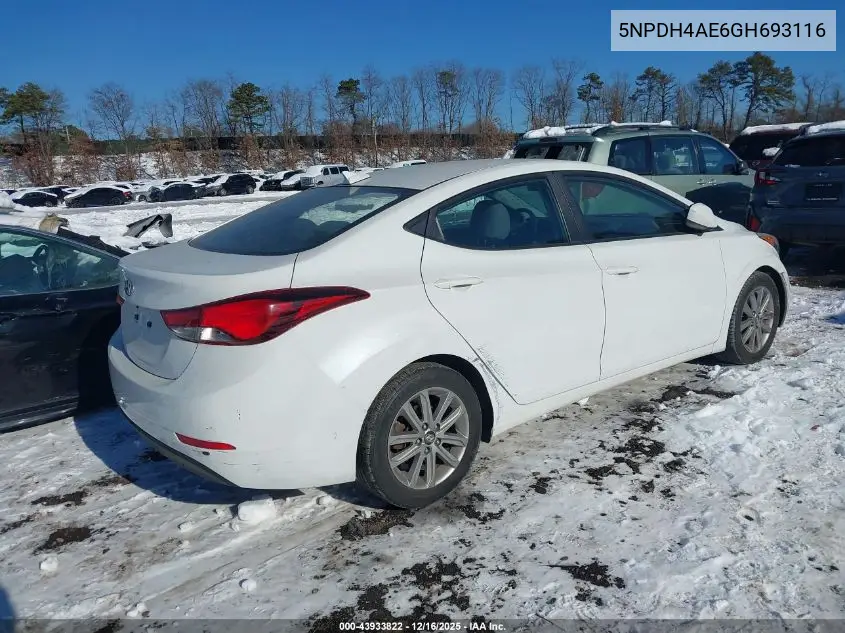 5NPDH4AE6GH693116 2016 Hyundai Elantra Se