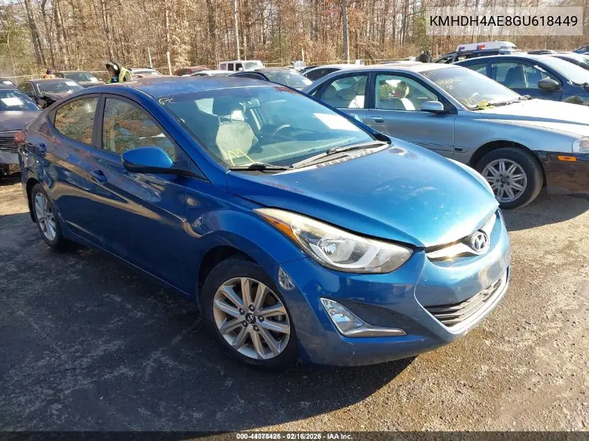 KMHDH4AE8GU618449 2016 Hyundai Elantra Se