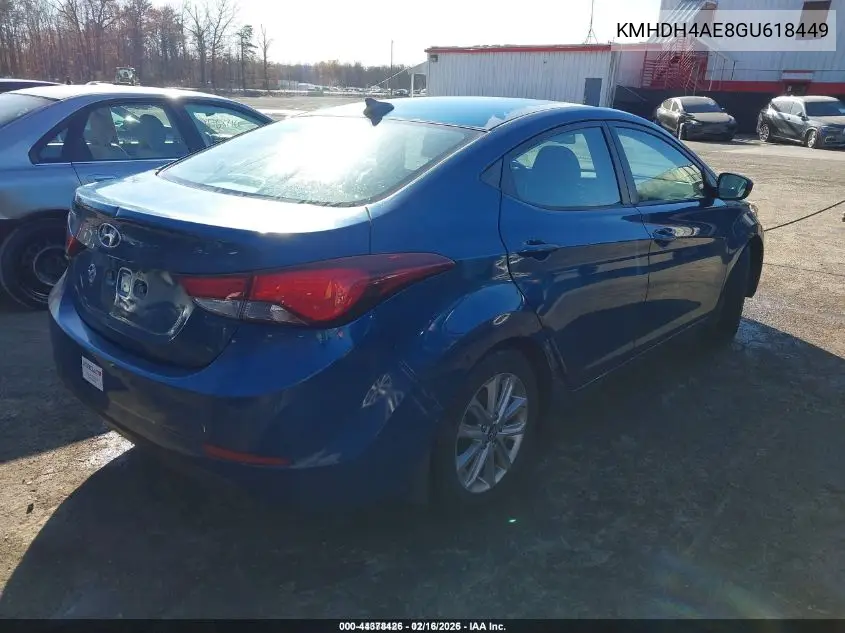 KMHDH4AE8GU618449 2016 Hyundai Elantra Se