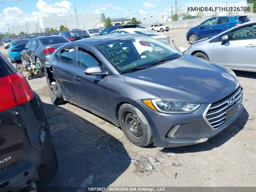 2017 Hyundai Elantra VIN: KMHD84LF1HU126708 Lot: 12072827