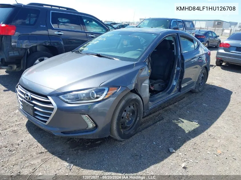 2017 Hyundai Elantra VIN: KMHD84LF1HU126708 Lot: 12072827