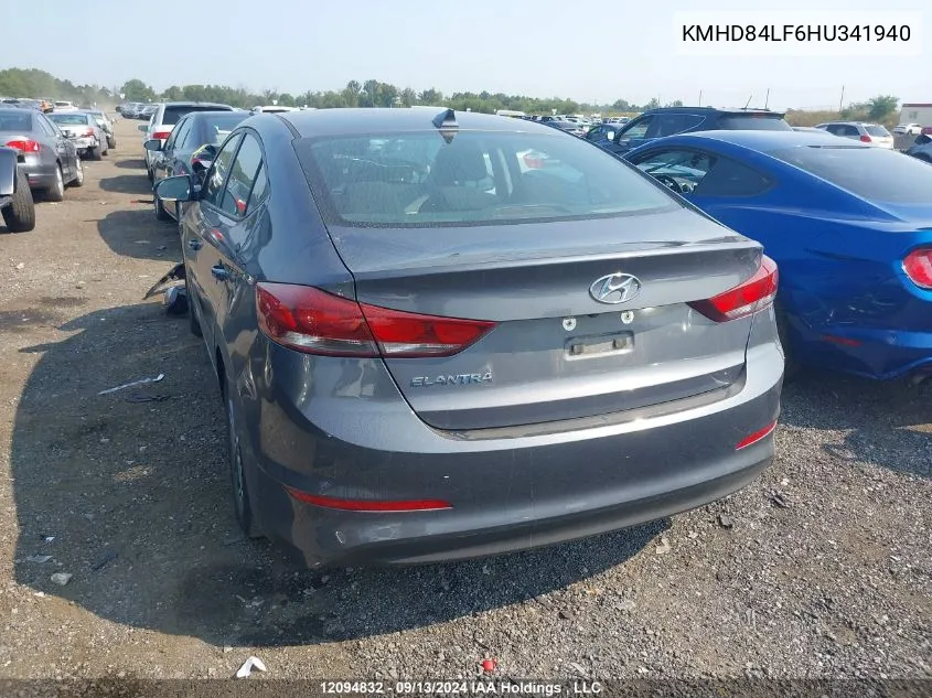 2017 Hyundai Elantra Gl VIN: KMHD84LF6HU341940 Lot: 12094832