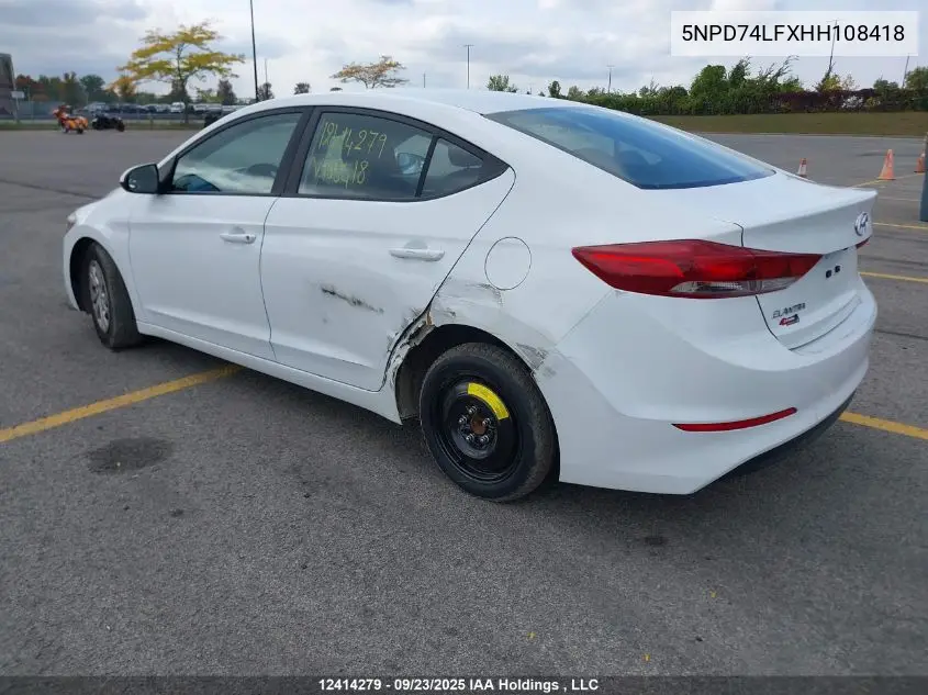 5NPD74LFXHH108418 2017 Hyundai Elantra