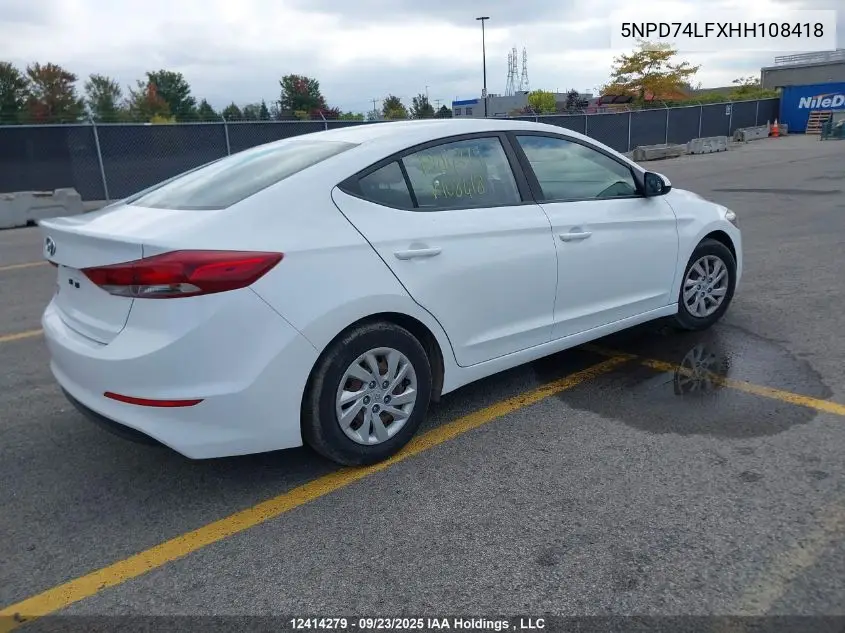 5NPD74LFXHH108418 2017 Hyundai Elantra