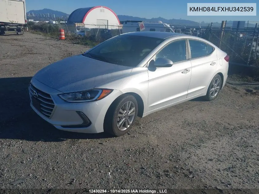 KMHD84LFXHU342539 2017 Hyundai Elantra Se/Value/Limited