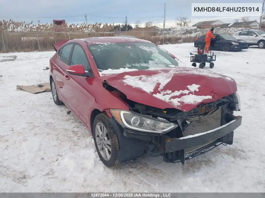 KMHD84LF4HU251914 2017 Hyundai Elantra Gl