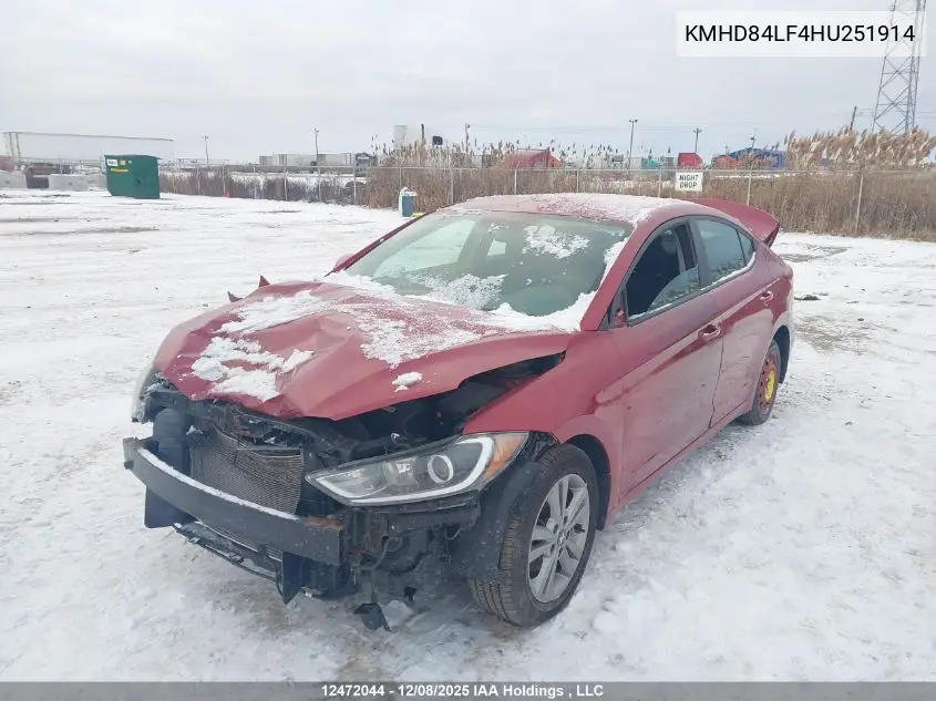 KMHD84LF4HU251914 2017 Hyundai Elantra Gl