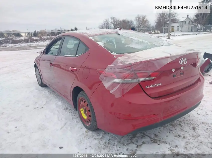 KMHD84LF4HU251914 2017 Hyundai Elantra Gl