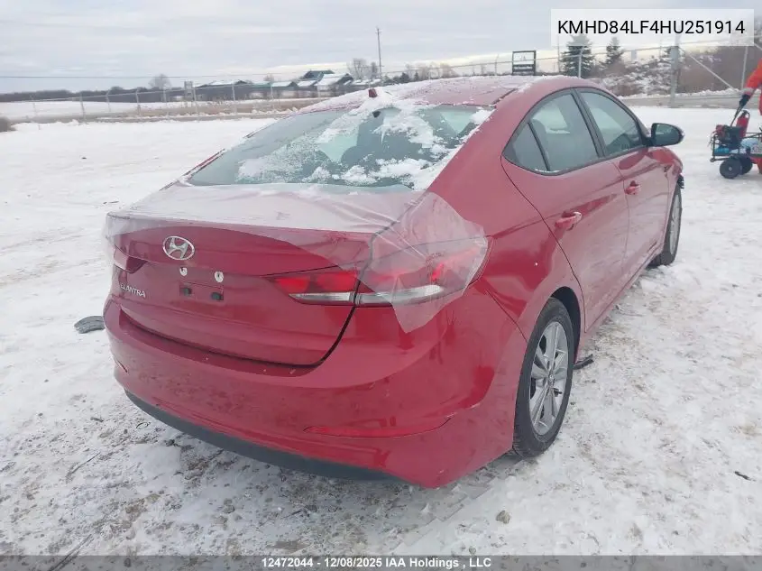 KMHD84LF4HU251914 2017 Hyundai Elantra Gl